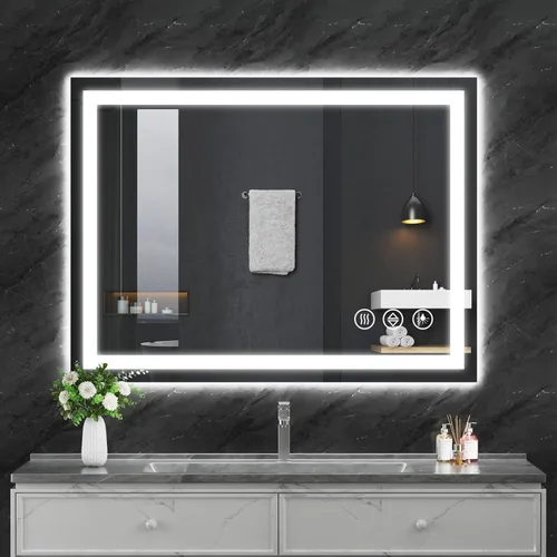 Miniatura 18 de Koonmi - Espejo de baño LED de 20 x 28 pulgadas, retroiluminación + iluminación frontal, espejo de baño LED con luces para pared, 3