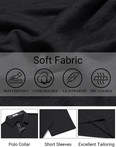 Miniatura 5 de COOFANDY Camisas polo de manga corta para hombre, estilo casual, de verano, cuello clásico, para golf