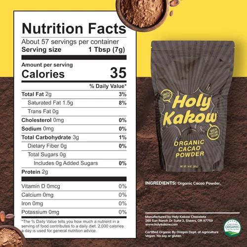 Miniatura 2 de Holy Kakow Cacao en polvo – Cacao en polvo orgánico, cacao, sin gluten, sin soja, vegano, de origen único, rico en antioxidantes, cacao crudo