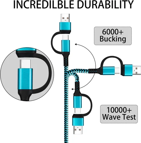 Miniatura 2 de Cable USB C a C, paquete de 3 cables de carga rápida de 6 pies QC y PD 2 en 1 USB-A/C a tipo C compatible con Samsung Galaxy S21 S10 S9 Note20