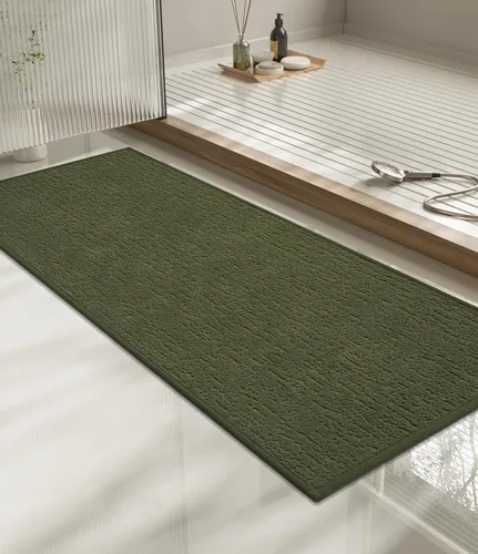 Miniatura 29 de Chakme Juego de 2 alfombras de baño ultrafinas, absorbentes, antideslizantes, lavables a máquina, color negro, 17 x 24 pulgadas / 17 x 30 pulgadas
