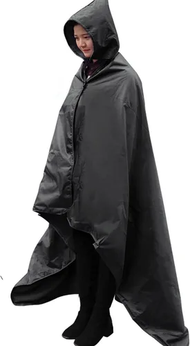 Miniatura 16 de DUKUSEEK - Manta de camping portátil para exteriores con capucha, manta grande plegable para mochileros con capucha para estadios, edredón ligero