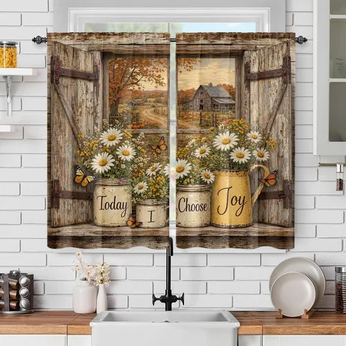 Miniatura 21 de Cortinas de mariposa, mariposa azul, diente de león blanco, románticas, para niñas y mujeres, insonorizadas, aisladas, con bolsillo para barra