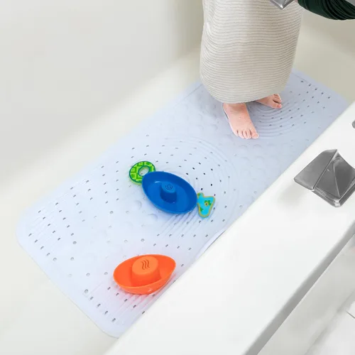 Miniatura 8 de Nuby Tapete de baño acolchado para bebés y niños pequeños, tapete antideslizante para ducha y bañera con ventosas, color aguamarina