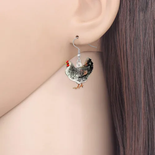 Miniatura 2 de Pendientes de gallina de acrílico con diseño divertido de granja, regalo encantador para niñas y mujeres por The Bonsny