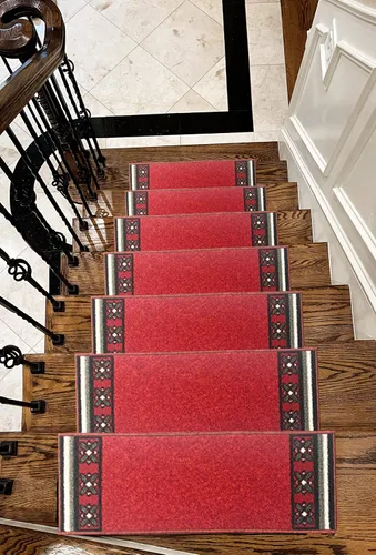 Miniatura 11 de Gloria Peldaños Antideslizantes con Respaldo de Goma de Pelo Bajo, Alfombrillas para Escaleras, (Juego de 7), (8.5" x 26", Azul Marino 1933)