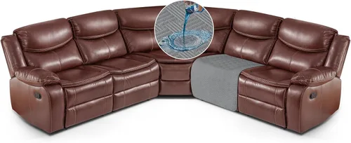 Miniatura 21 de KinCam Fundas impermeables para sofá modular reclinable, fundas de sofá reclinable de gran tamaño para sofá en forma de L, funda de sofá Chocolate