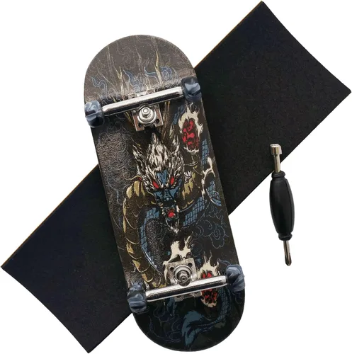 Miniatura 7 de Pro Patineta para dedos 34mm de madera con camiones profesionales y ruedas CNC (Alien)