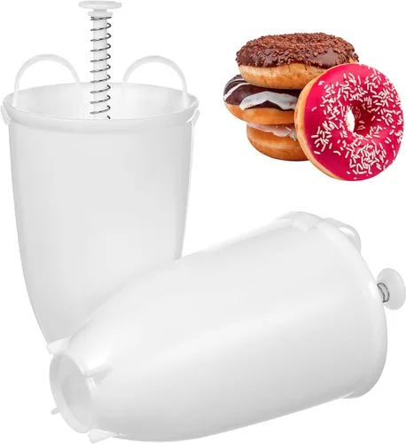 BESTonZON Paquete de 2 mini donutas manuales de mano, herramienta compacta de 7.08 x 3.93 x 3.93 pulgadas, moldes portátiles para pastelería,