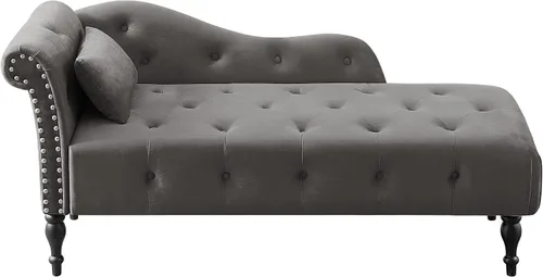 Miniatura 3 de Bellemave, Chaise Lounge - Chaise Lounge - Chase Chair para interiores con 1 almohada, tumbona tapizada de terciopelo con botones y cabeza de clavo