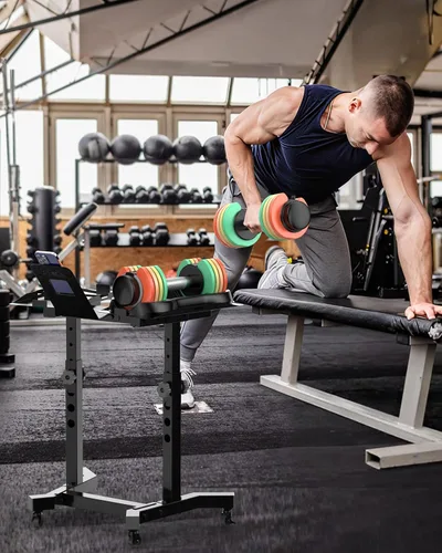 Miniatura 7 de Uboway Adjustable Dumbbell Set, Pair 12.5LB/22.5LB, 5-IN-1 Free Weight Set with Rainbow-Colored Weight Plates & Anti-Slip Handle for Home Gym