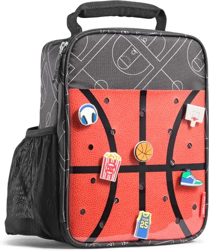 Miniatura 15 de Fit & Fresh Lonchera personalizable con dije para niños y niñas, lonchera infantil de fútbol con 6 dijes deportivos, bolsa de almuerzo reutilizable