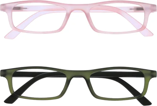 Miniatura 23 de OPULIZE TED - Lentes de lectura para mujeres y hombres, marco mate rectangular, ligero, estrecho, con bisagras de resorte, gris transparente +1.50