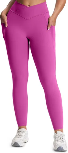 Miniatura 77 de Aoxjox Trinity - Pantalones de yoga de cintura alta con bolsillos para mujer, control de abdomen, cintura cruzada, leggings de entrenamiento suaves