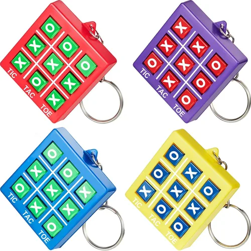 Miniatura 14 de Hicarer 64 llaveros de fiesta de Tic Tac Toe para fiestas de cumpleaños a granel, regalos de fin de año para estudiantes, niños de 8 a 12 años