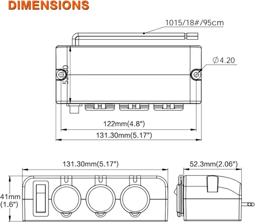 Miniatura 6 de Divisor de encendedor de cigarrillos de 3 enchufes, adaptador de toma de corriente de 12V con interruptor LED rojo de encendido/apagado, enchufe