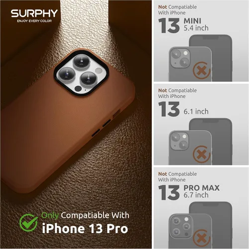 Miniatura 2 de SURPHY Compatible con iPhone 13 Pro, funda de piel sintética de alta calidad (con botones metálicos y forro de microfibra) para 13 Pro