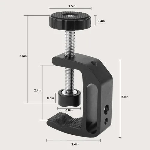 Miniatura 3 de abrazadera en forma de C universal con rosca de 1/4 y 3/8 para soporte de montaje en escritorio, monitor LCD, flash, carros, bancos, mesas