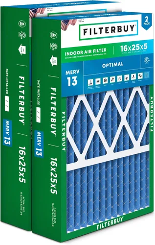 Miniatura 16 de Filterbuy Filtro de Aire MERV 13 de 20 x 25 x 5 pulgadas para defensa óptima contra el humo y las alergias (paquete de 2), filtros plisados