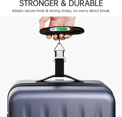 Miniatura 5 de FREETOO Báscula de equipaje portátil digital para maleta báscula de viaje con función de tara capacidad de 110 libras