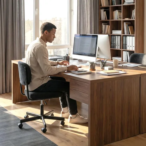 Miniatura 7 de Silla de oficina, moderna silla de escritorio Farbic pequeña sin brazos con respaldo, ruedas silenciosas, silla giratoria de altura ajustable, Blanco