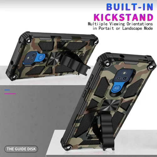 Miniatura 6 de Funda para Moto G Play 2021, grado militar, cubierta probada contra caídas, soporte integrado compatible con soporte magnético para automóvil, funda
