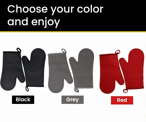 Miniatura 6 de Generic Guantes de silicona para horno, antideslizantes, flexibles, duraderos, fáciles de limpiar, forrados de algodón, color negro (2 unidades)