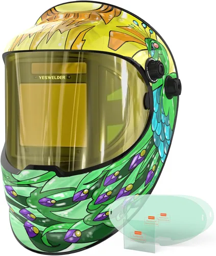 Miniatura 18 de YESWELDER - Casco de soldadura con oscurecimiento automático con vista lateral, vista panorámica de 180°, capucha de soldadura con energía solar