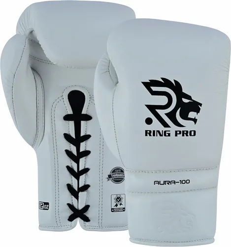 Miniatura 8 de Aura 100 Guantes de Boxeo de Cuero de Grano Completo con Cordones para Hombres y Mujeres, para Entrenamiento, Sparring, Muay Thai, Kickboxing, Saco