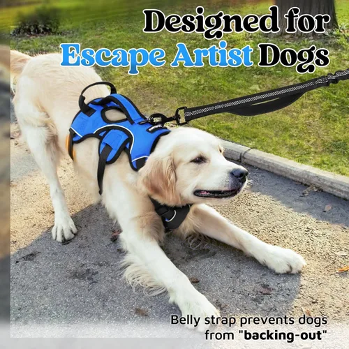 Miniatura 2 de rabbitgoo - Arnés para perro a prueba de fugas, arnés para mascotas acolchado suave de cuerpo completo, arnés reflectante ajustable sin tirones