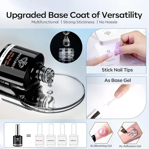 Miniatura 4 de modelones Pegamento de Uñas de Gel 9 en Uno Gel Base y Capa Superior Sin Limpieza Set de 2 Piezas para Esmalte de Uñas de Gel Adhesivo Extensión