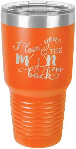 Miniatura 15 de Vaso negro de 30 onzas con popote y tapa superior deslizante con texto en inglés "I love you to the moon and back", color negro