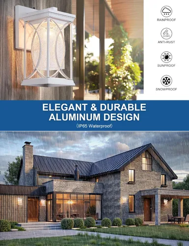 Miniatura 4 de Luz de Aplique Exterior Blanca de Anochecer a Amanecer, Accesorios de Iluminación Exterior, Montaje en Pared, Luz de Porche, Luz de Pared Exterior