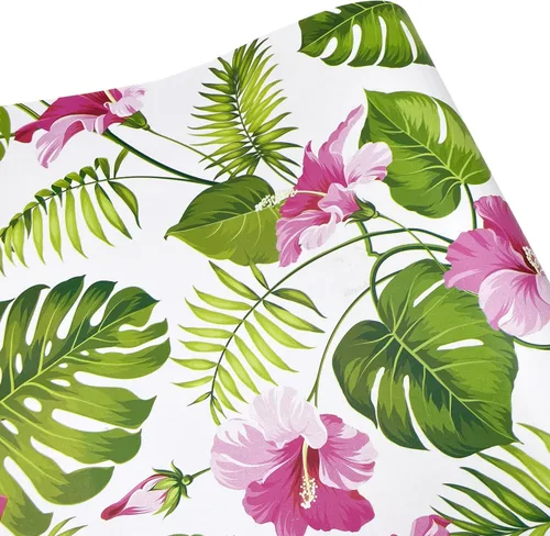 Miniatura 9 de SimpleLife4U Hawaii Flower Style Muebles Papel Autoadhesivo Estante Liner Maquillaje Joyería Gabinete Decoración 17.7 pulgadas Por 9.8 pies
