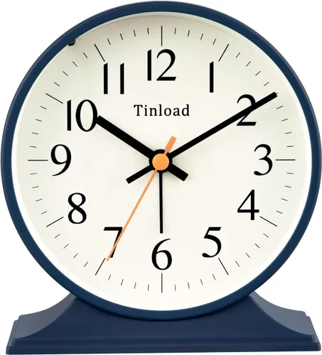 Miniatura 9 de Tinload Reloj despertador analógico retro antiguo de 4.5 pulgadas, pequeño reloj silencioso de mesita de noche con luz manual, funciona