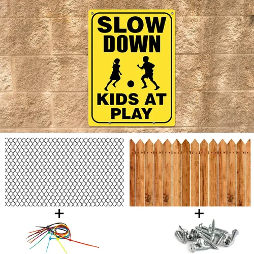 Miniatura 6 de Zonon 4 letreros de seguridad para niños en juego con alambre de metal con estacas en H de precaución para niños en el juego, letreros reflectantes