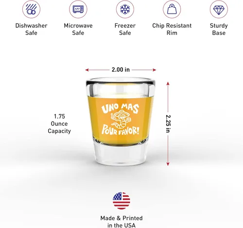 Miniatura 3 de LitGifts Diseño Uno Mas Por Favor - Divertidos vasos de chupito para adultos, regalos de tequila para hombres o mujeres, cosas divertidas e