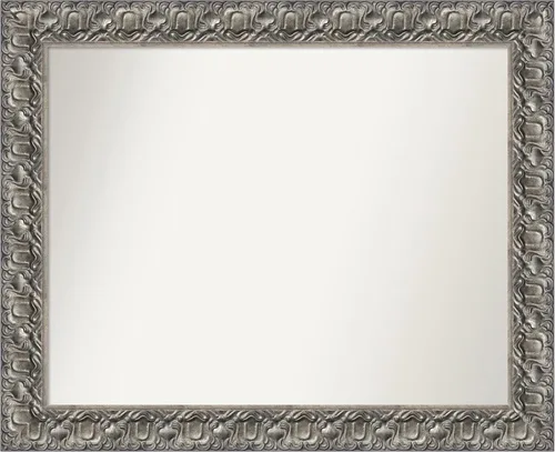 Miniatura 128 de Amanti Art Espejo de baño plateado para sobre fregadero, 26 x 26 pulgadas, espejo cuadrado de níquel pulido, marco de madera tradicional mediano, se