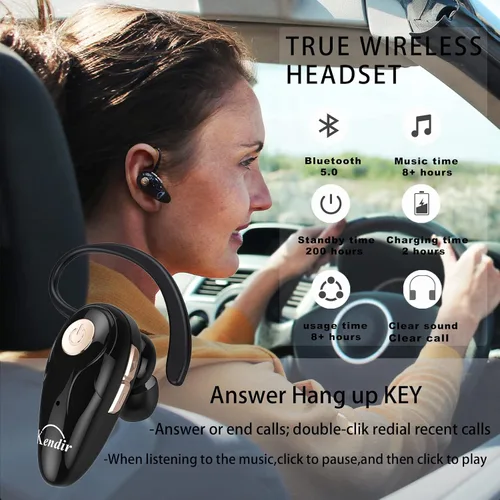 Miniatura 7 de Kendir Auricular Bluetooth, V5.0 Ultraligero Inalámbrico Auricular Teléfono Celular con Micrófono Auricular Control de Volumen, Auriculares Manos