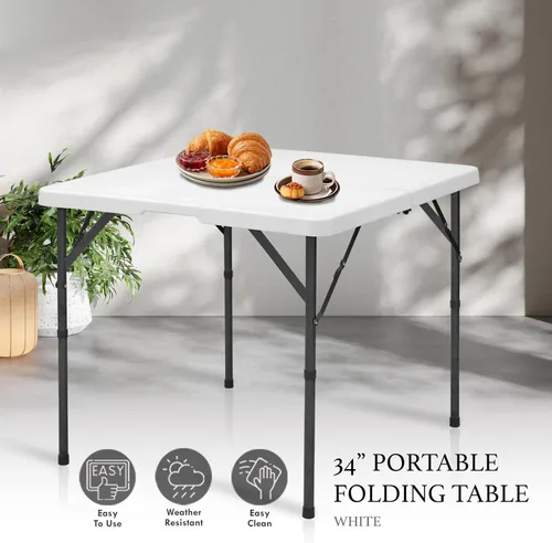 Miniatura 2 de AJP Distributors Mesa plegable portátil de plástico de 3 pies 34 pulgadas, parte superior resistente con asa de transporte, interior y exterior