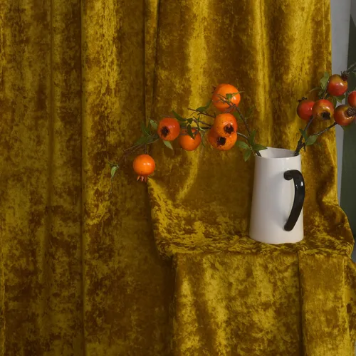 Miniatura 2 de Cortinas de Terciopelo Chartreuse Aplastado de Lujo Juego de 2 Paneles - 84 pulgadas de Largo para Oscurecer la Habitación Cortinas de Terciopelo