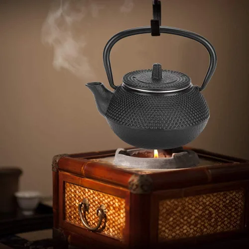 Miniatura 3 de Tetera de hierro fundido 0.3L para uso doméstico con colador, caldera de té de estilo japonés para té de hojas sueltas, tetera pequeña para casa
