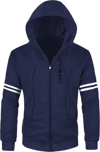 Miniatura 3 de Chrisuno Sudadera con capucha de forro polar suave para hombre, sudadera con capucha y cremallera