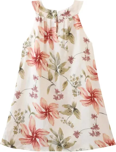 Miniatura 3 de Vestido hawaiano de verano para niñas, floral, cuello halter, hombros descubiertos, sin mangas, vestido de playa de 1 a 12 años