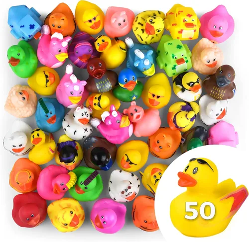 Miniatura 7 de Patos de goma para Jeep Ducking, 50 patos de goma surtidos para juegos de patitos, ducking de Jeeps, cruceros y baño, juego en la piscina, pequeño