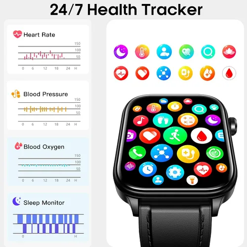 Miniatura 3 de Reloj inteligente para hombres y mujeres (responder/hacer llamadas), reloj de fitness de 1.96" con pantalla HD, monitor de presión