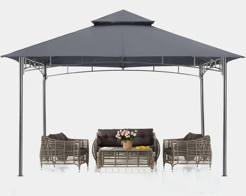 ABCCANOPY Gazebos para patios 10x10 - Gazebo con marco de acero para exteriores para césped, patio trasero, jardín, terraza (gris oscuro)