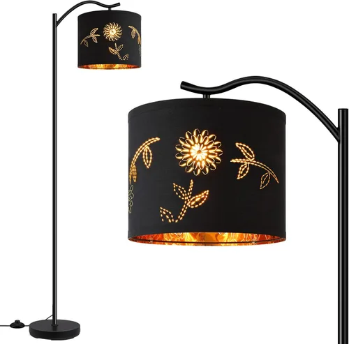 Miniatura 8 de BoostArea Lámpara de pie para sala de estar, lámpara arqueada LED de 9 W, altura moderna con pantalla de lino de tela, 3 niveles de brillo, enchufe