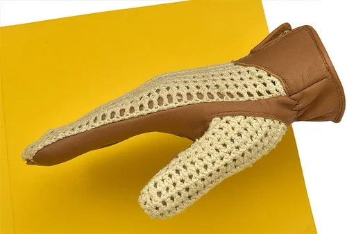 Miniatura 3 de Guantes de conducción de piel auténtica para hombre, estilo retro, con dedos completos, chofer