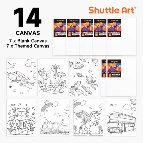Miniatura 4 de Juego de 48 pinturas acrílicas para niños, Shuttle Art 30 colores de pintura acrílica con caballete de madera, lienzo, bloc de pintura, pinceles